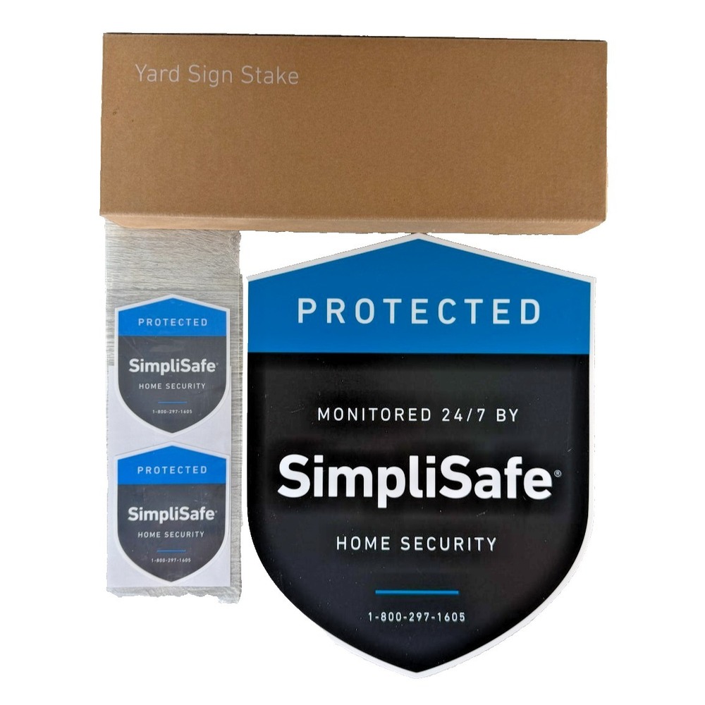 SimpliSafe Security Shield Black Blue White Yard Sign with Stake & Stickers NEW
